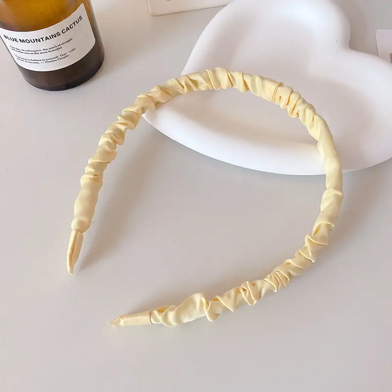 White Pleated Hair Hoop for Women Wide Bristle - Image 26