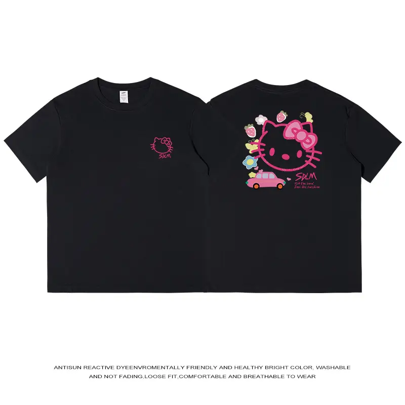 Kitty Cat Pink Printed Cotton T-Shirt 230g - Image 8