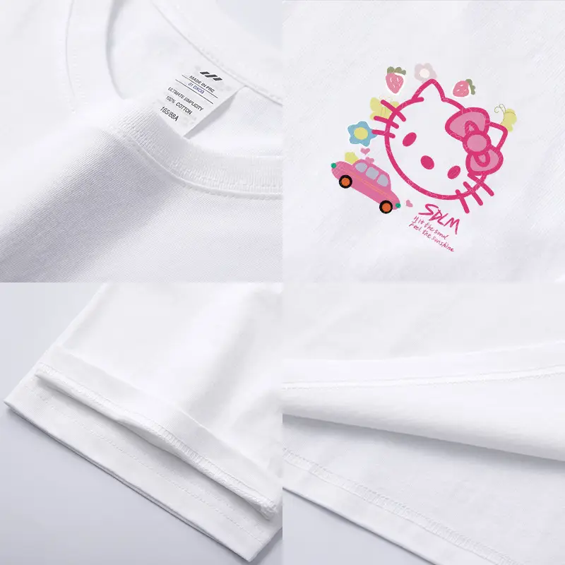 Kitty Cat Pink Printed Cotton T-Shirt 230g - Image 9