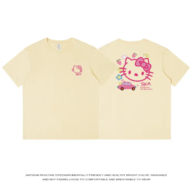 Kitty Cat Pink Printed Cotton T-Shirt 230g - Image 10