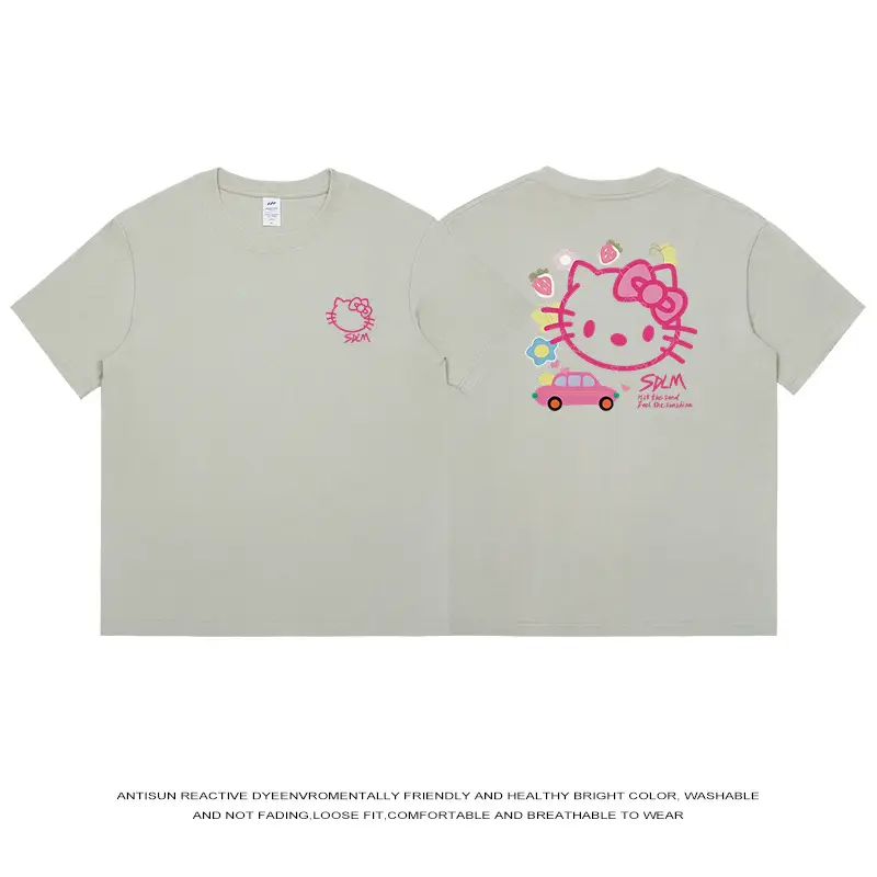 Kitty Cat Pink Printed Cotton T-Shirt 230g - Image 4