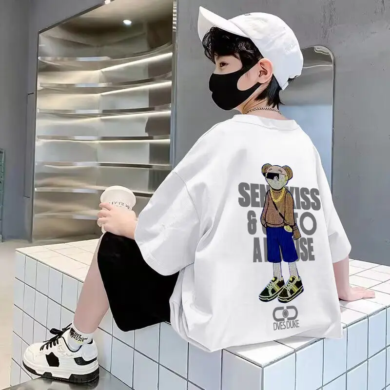 Kids Black Graphic T-Shirt Summer Wear - Image 6