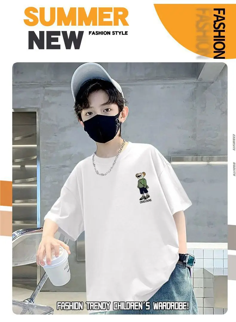Kids Black Graphic T-Shirt Summer Wear — feature 1