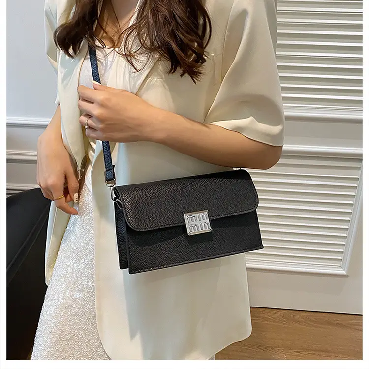 Women's Litchi Pattern Shoulder Crossbody Bag White — feature 14