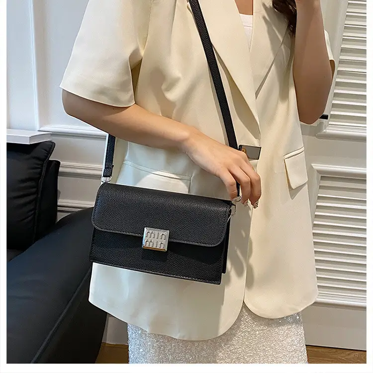 Women's Litchi Pattern Shoulder Crossbody Bag White — feature 16