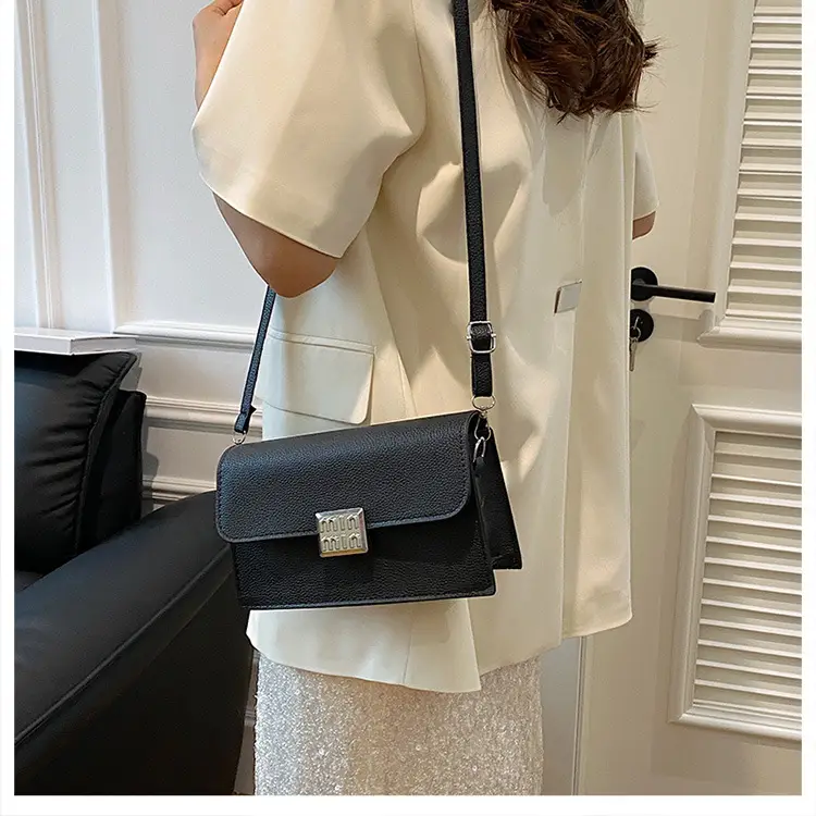 Women's Litchi Pattern Shoulder Crossbody Bag White — feature 17