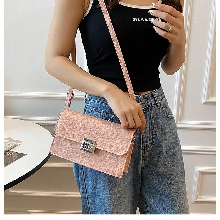 Women's Litchi Pattern Shoulder Crossbody Bag White — feature 18