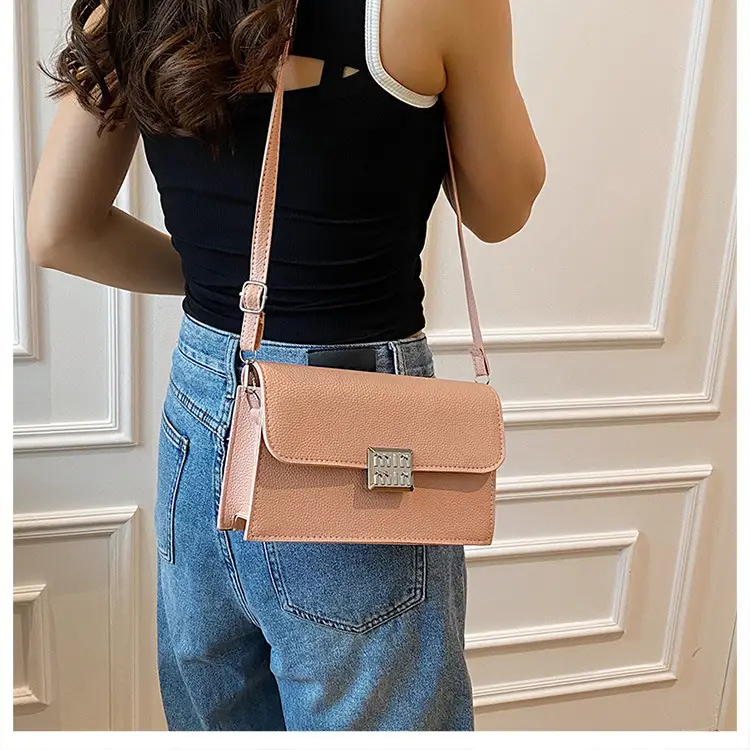 Women's Litchi Pattern Shoulder Crossbody Bag White — feature 19