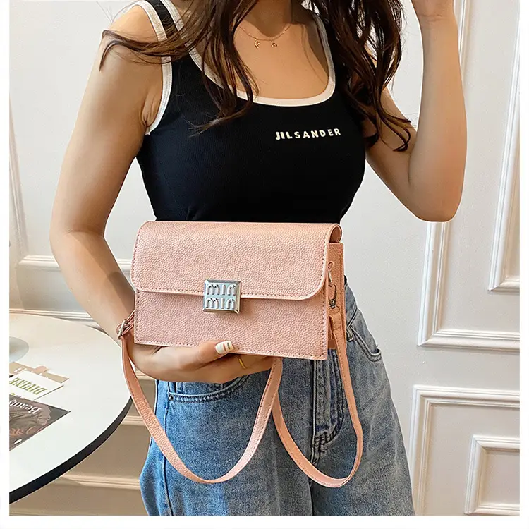 Women's Litchi Pattern Shoulder Crossbody Bag White — feature 21