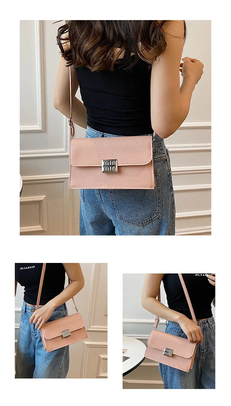 Women's Litchi Pattern Shoulder Crossbody Bag White — feature 24