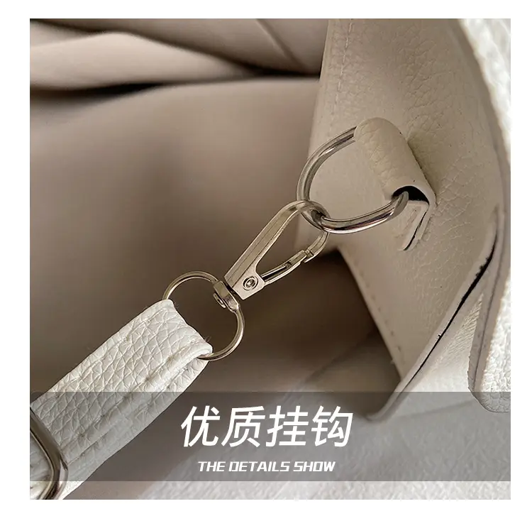 Women's Litchi Pattern Shoulder Crossbody Bag White — feature 5
