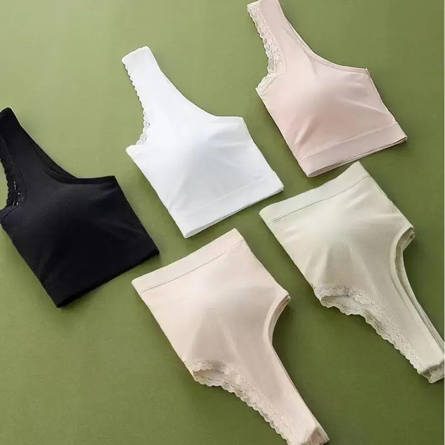 New V-Neck Lace Modal Cup Bra for Women - Image 5
