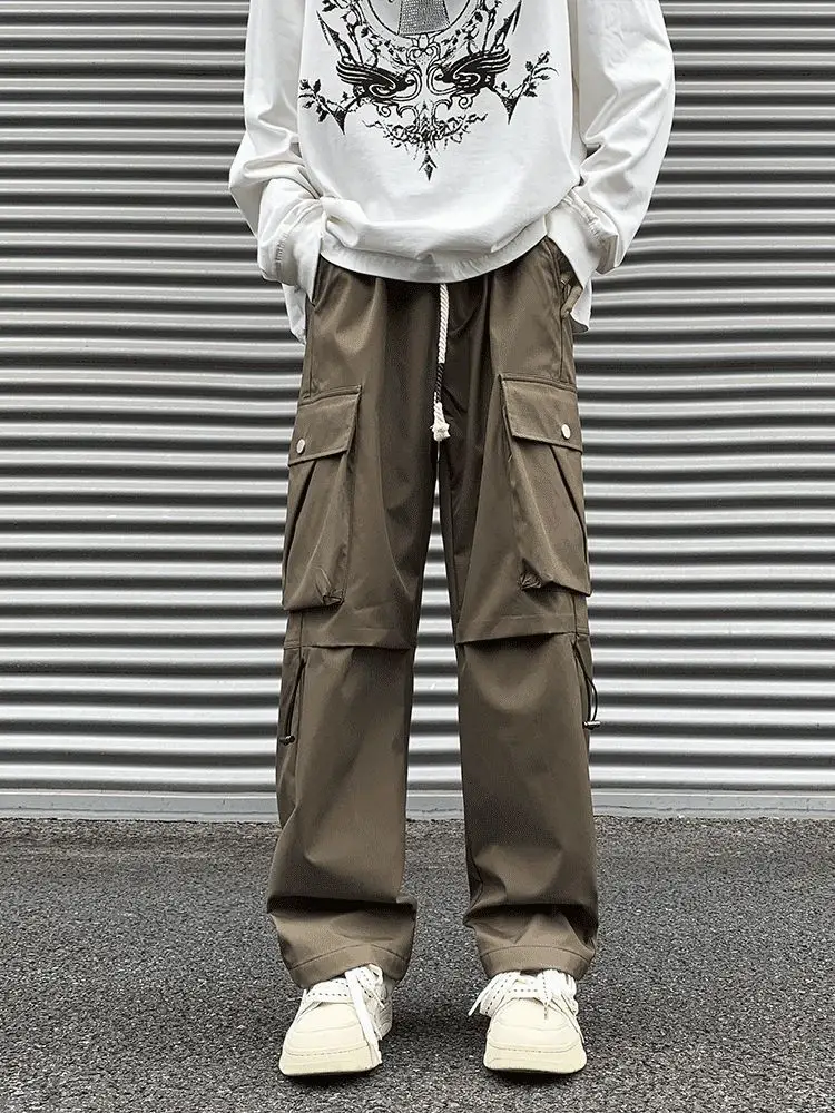 Men's American Style Cargo Pants Brown Straight Plus Size