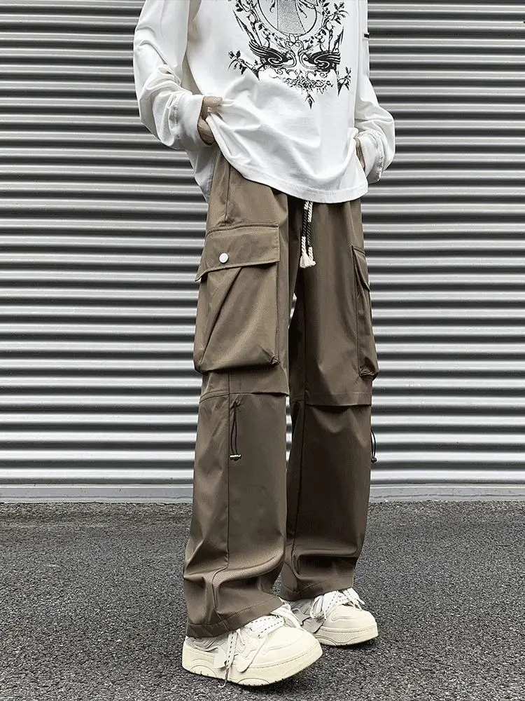 Men's American Style Cargo Pants Brown Straight Plus Size