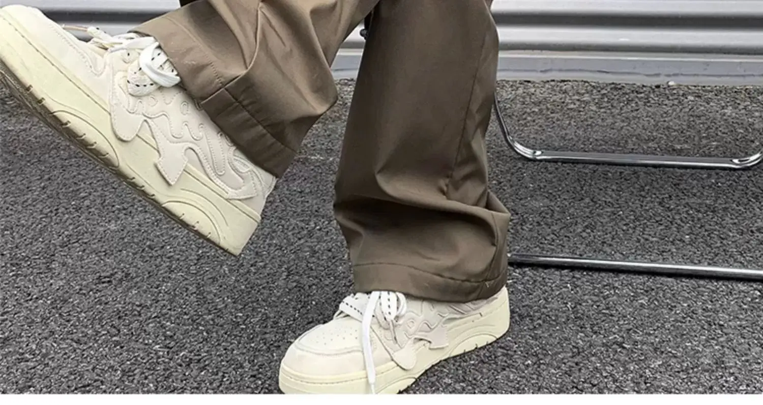 Men's American Style Cargo Pants Brown Straight Plus Size — feature 14