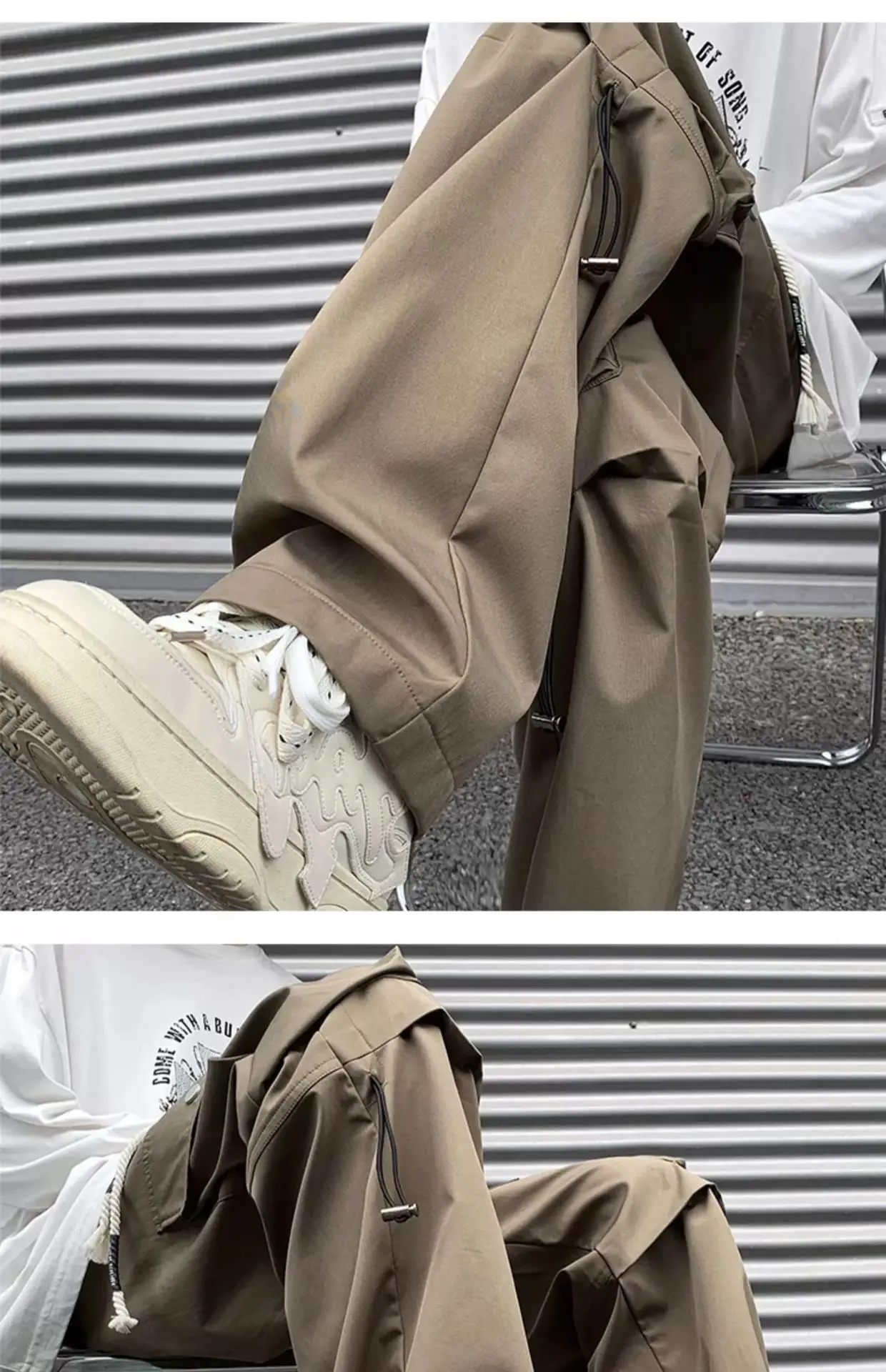 Men's American Style Cargo Pants Brown Straight Plus Size — feature 15