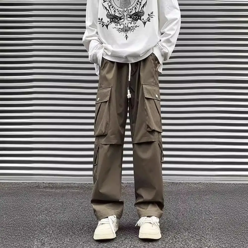 Men's American Style Cargo Pants Brown Straight Plus Size