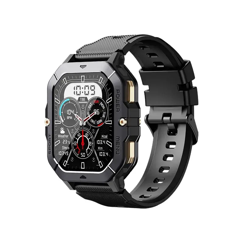 Black 3-Pointed Smart Watch with Multi-Function Display - Image 2