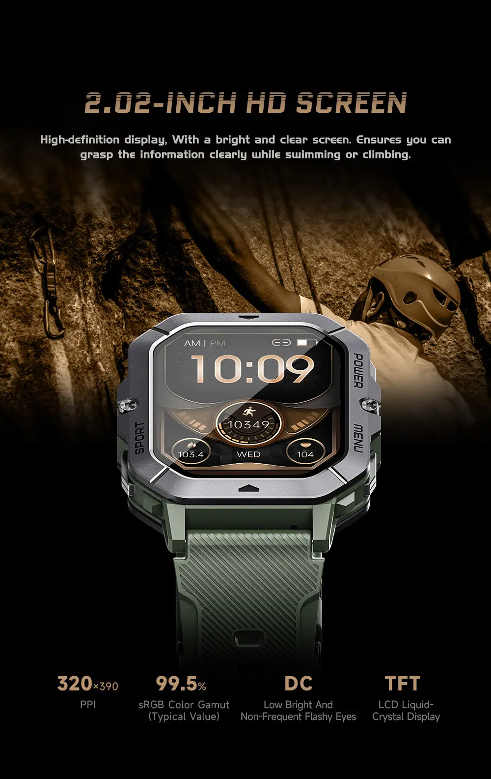 Black 3-Pointed Smart Watch with Multi-Function Display — feature 11