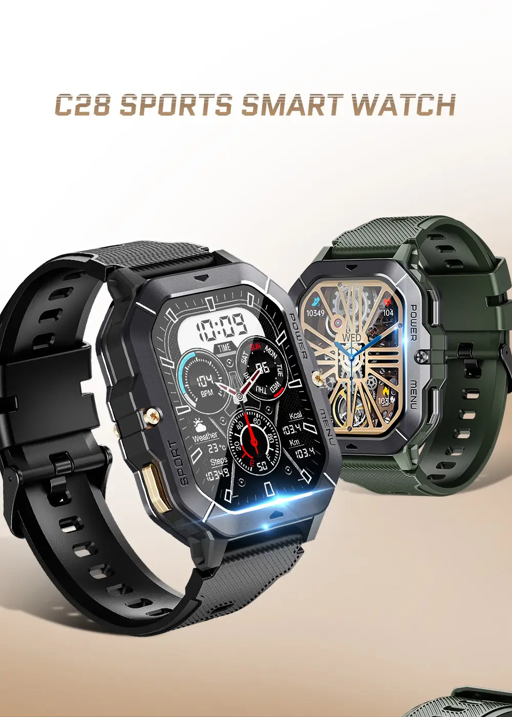 Black 3-Pointed Smart Watch with Multi-Function Display — feature 4