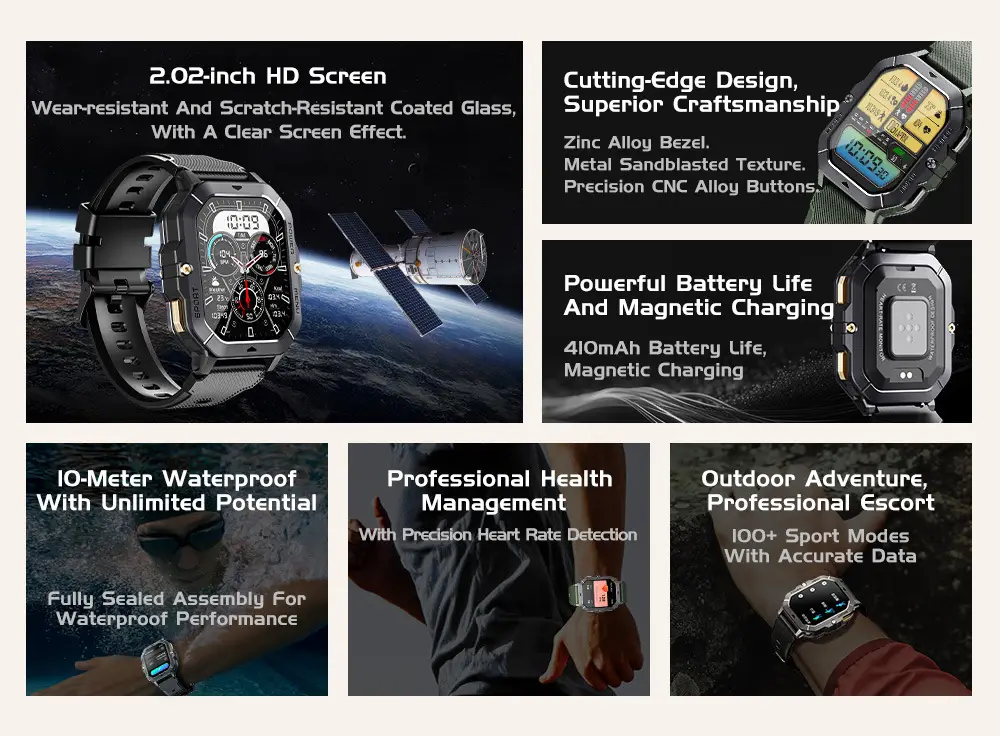 Black 3-Pointed Smart Watch with Multi-Function Display — feature 6