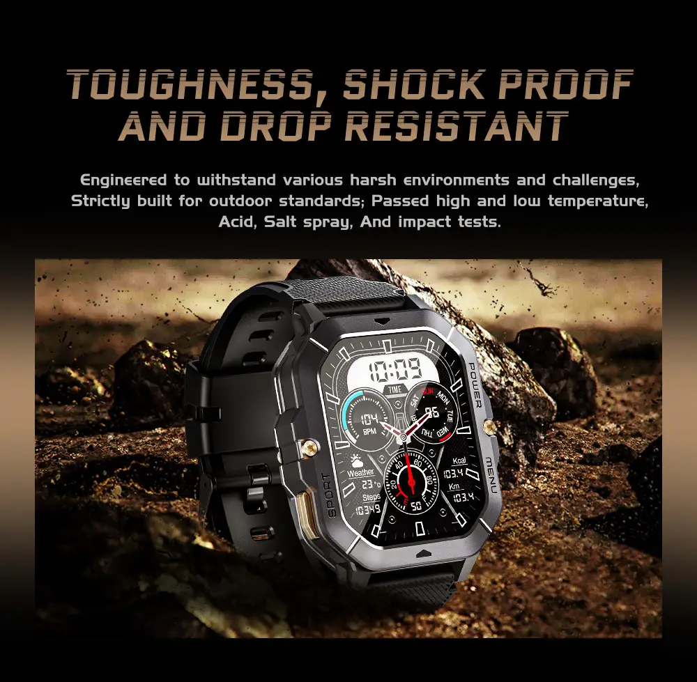 Black 3-Pointed Smart Watch with Multi-Function Display — feature 7