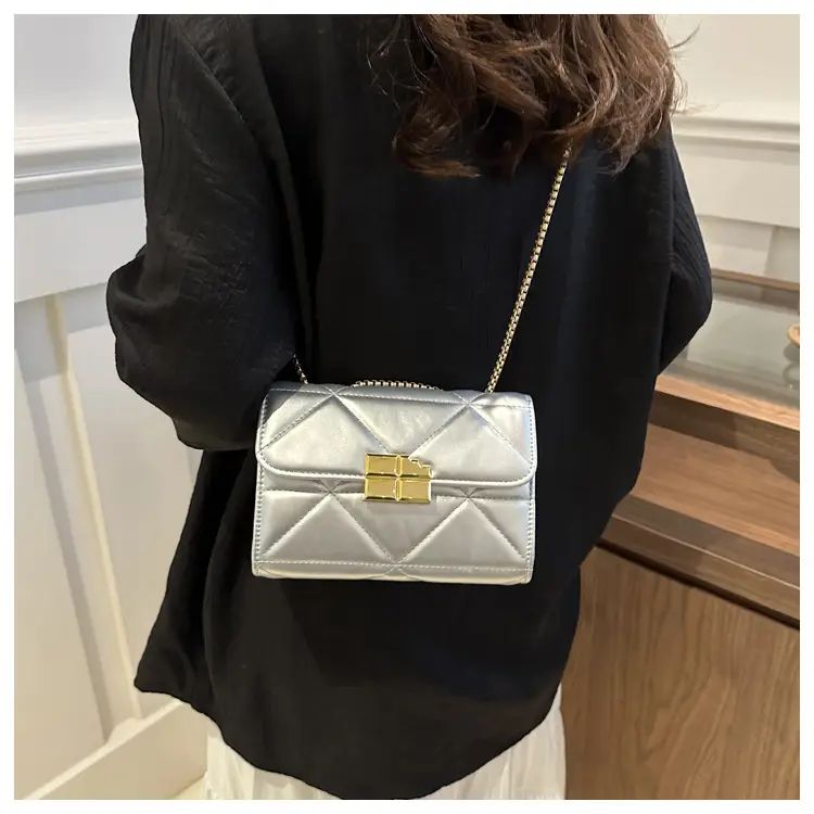 White Quilted Chain Shoulder Bag for Women — feature 13