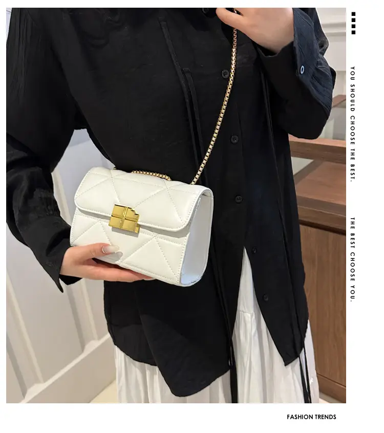 White Quilted Chain Shoulder Bag for Women — feature 2