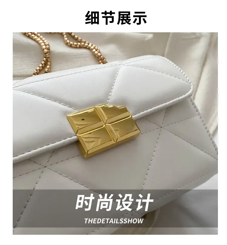 White Quilted Chain Shoulder Bag for Women — feature 4