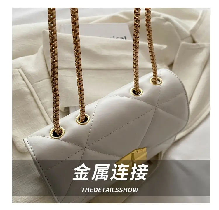 White Quilted Chain Shoulder Bag for Women — feature 6
