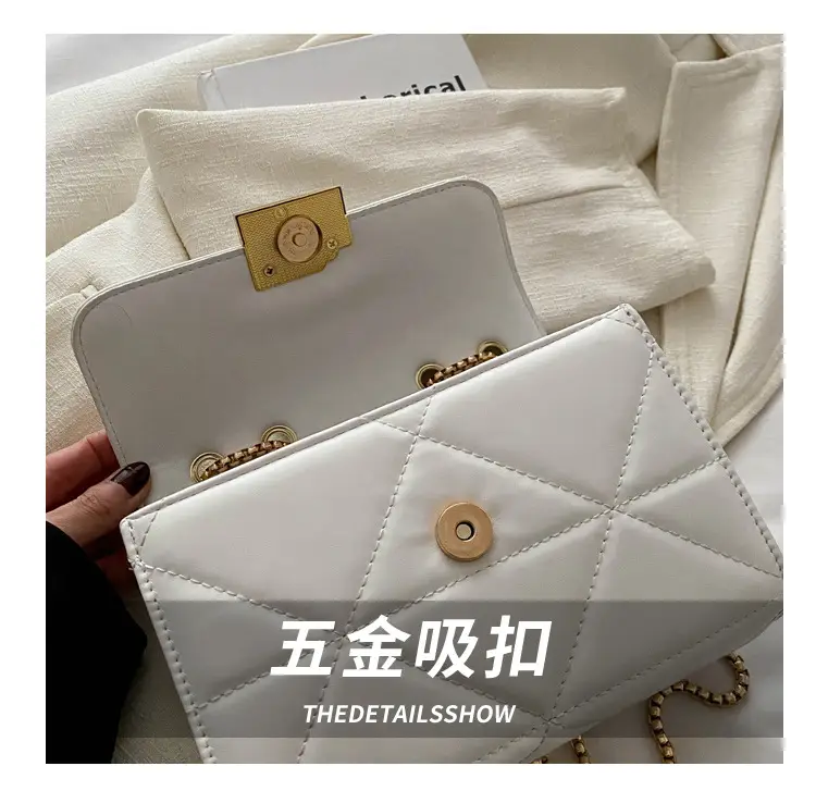 White Quilted Chain Shoulder Bag for Women — feature 7