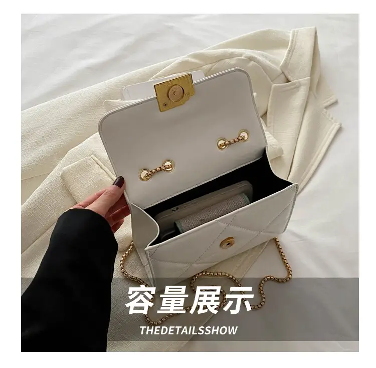 White Quilted Chain Shoulder Bag for Women — feature 8