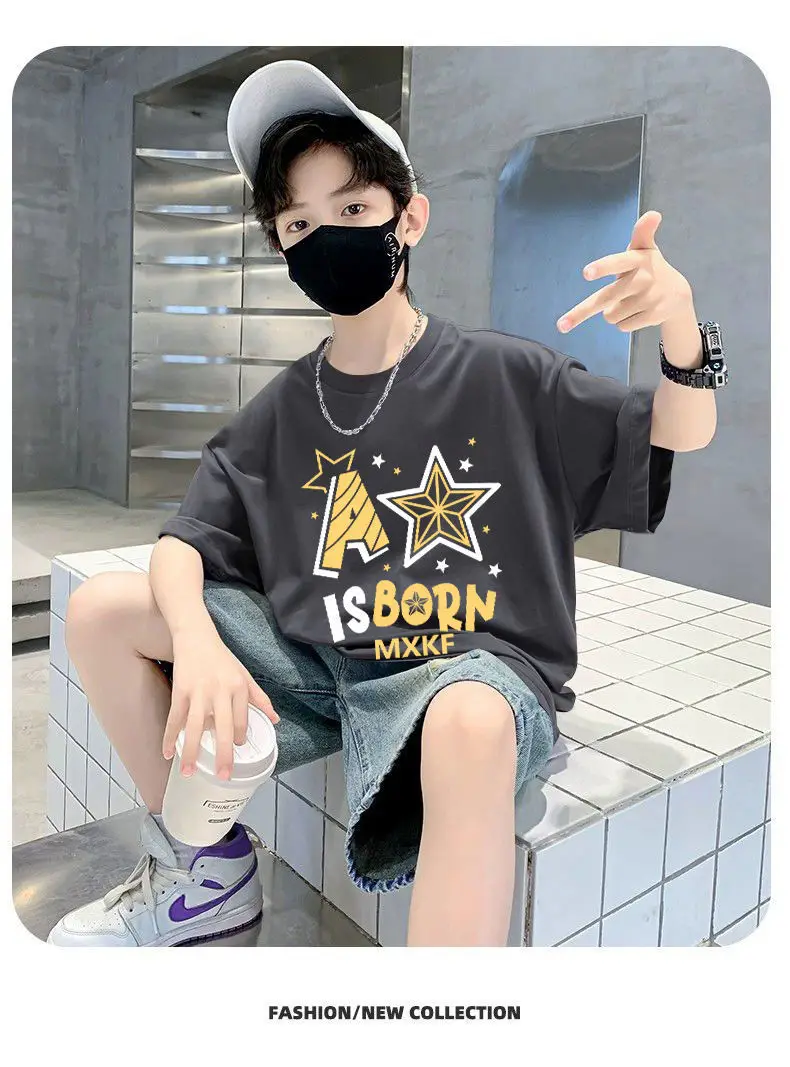 Boys Cotton T-Shirt Blue Cartoon Mid Size Loose Fit — feature 10