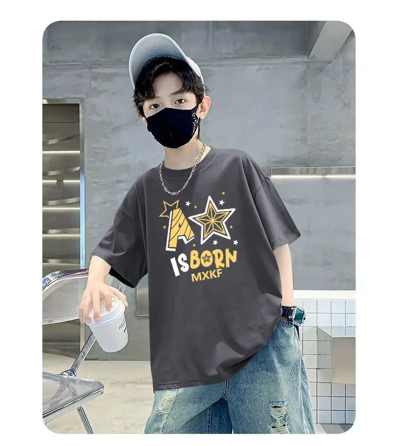 Boys Cotton T-Shirt Blue Cartoon Mid Size Loose Fit — feature 12