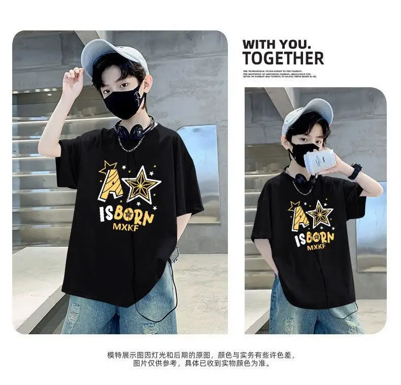 Boys Cotton T-Shirt Blue Cartoon Mid Size Loose Fit — feature 4