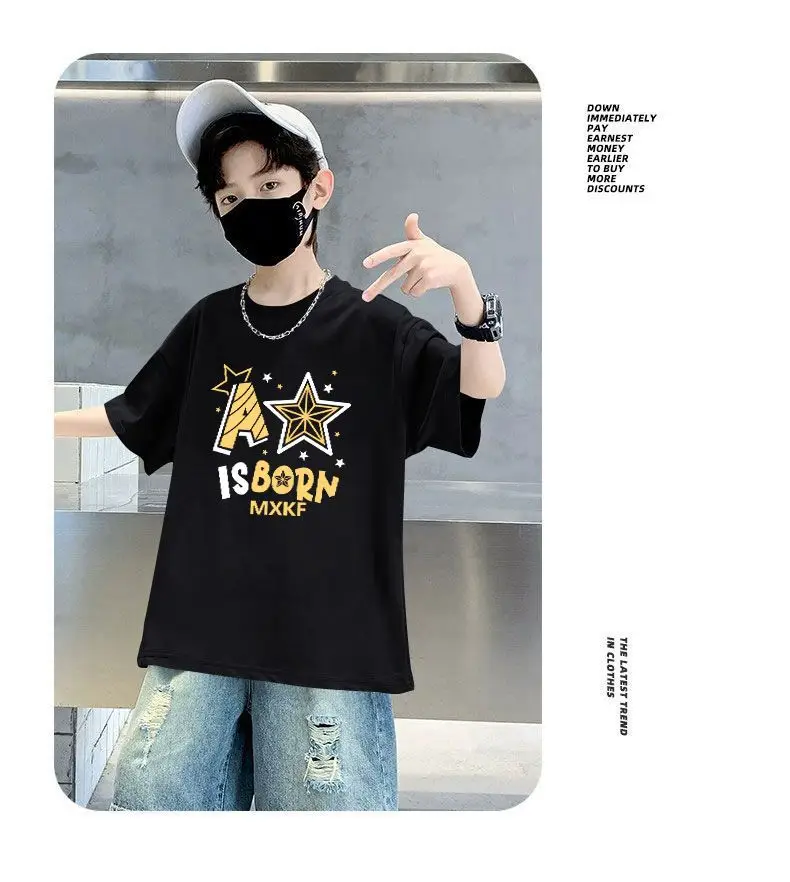 Boys Cotton T-Shirt Blue Cartoon Mid Size Loose Fit — feature 6