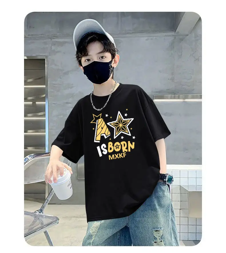 Boys Cotton T-Shirt Blue Cartoon Mid Size Loose Fit — feature 7