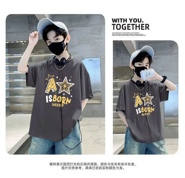 Boys Cotton T-Shirt Blue Cartoon Mid Size Loose Fit — feature 9