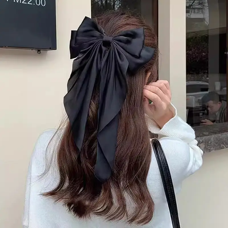 Black Large Bow Hair Clip for Women