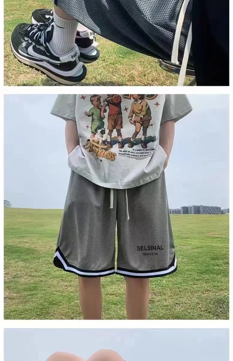 Men's Ice Silk Basketball Shorts Blue Summer Breathable — feature 14