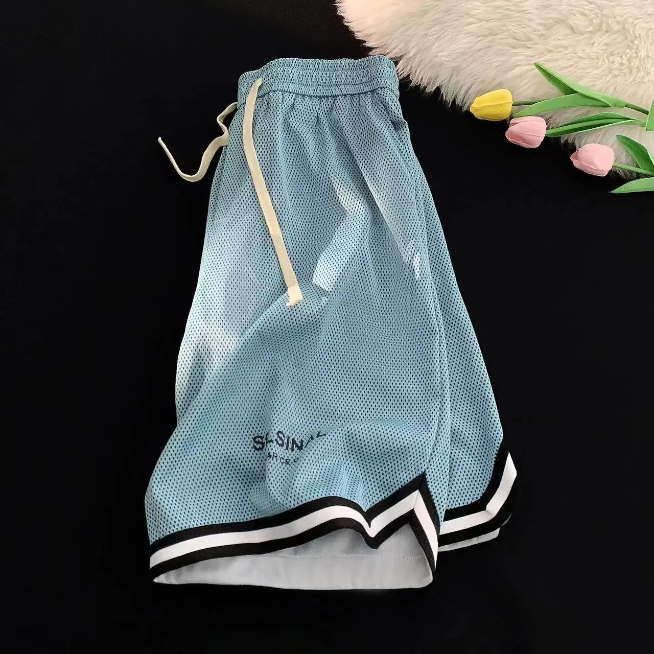 Men's Ice Silk Basketball Shorts Blue Summer Breathable — feature 19