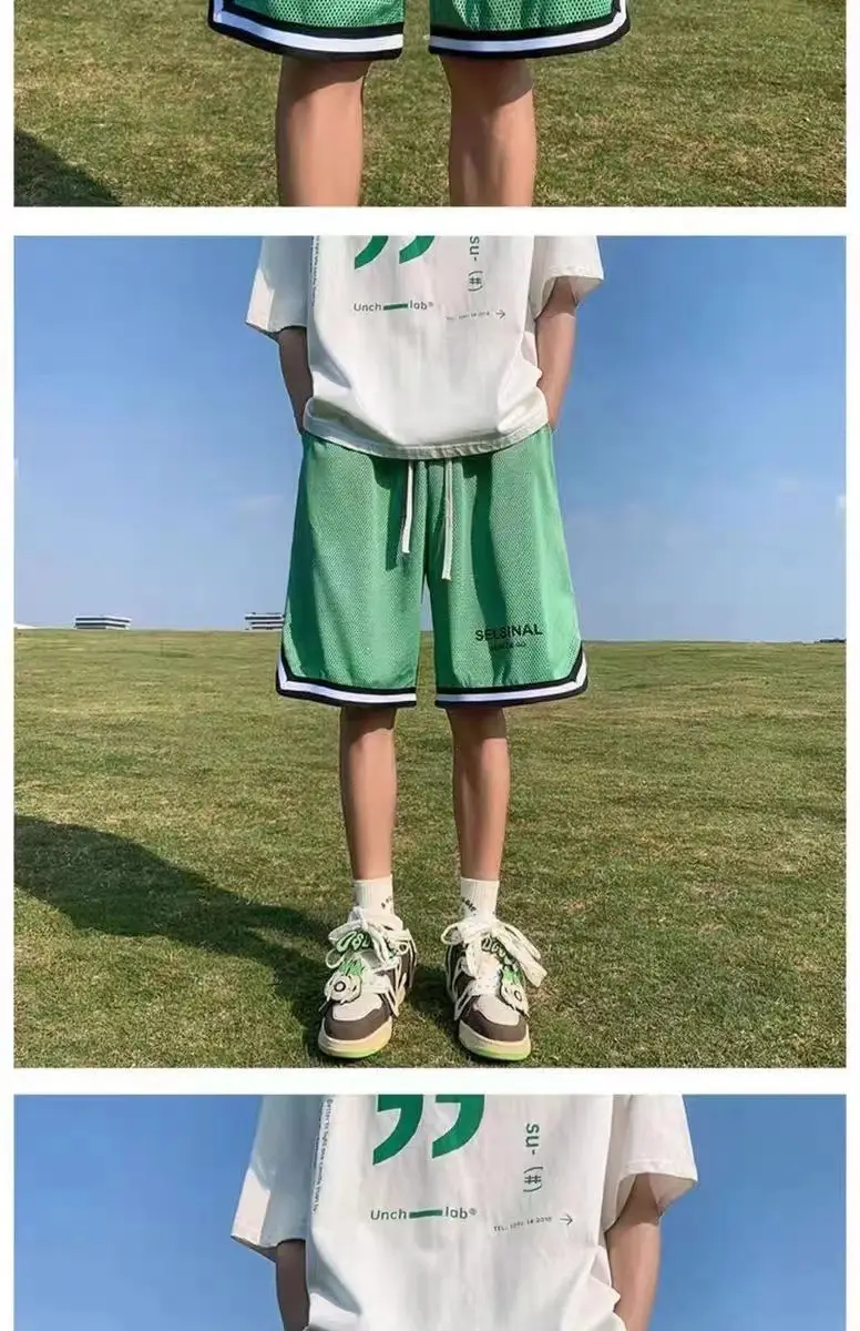 Men's Ice Silk Basketball Shorts Blue Summer Breathable — feature 9