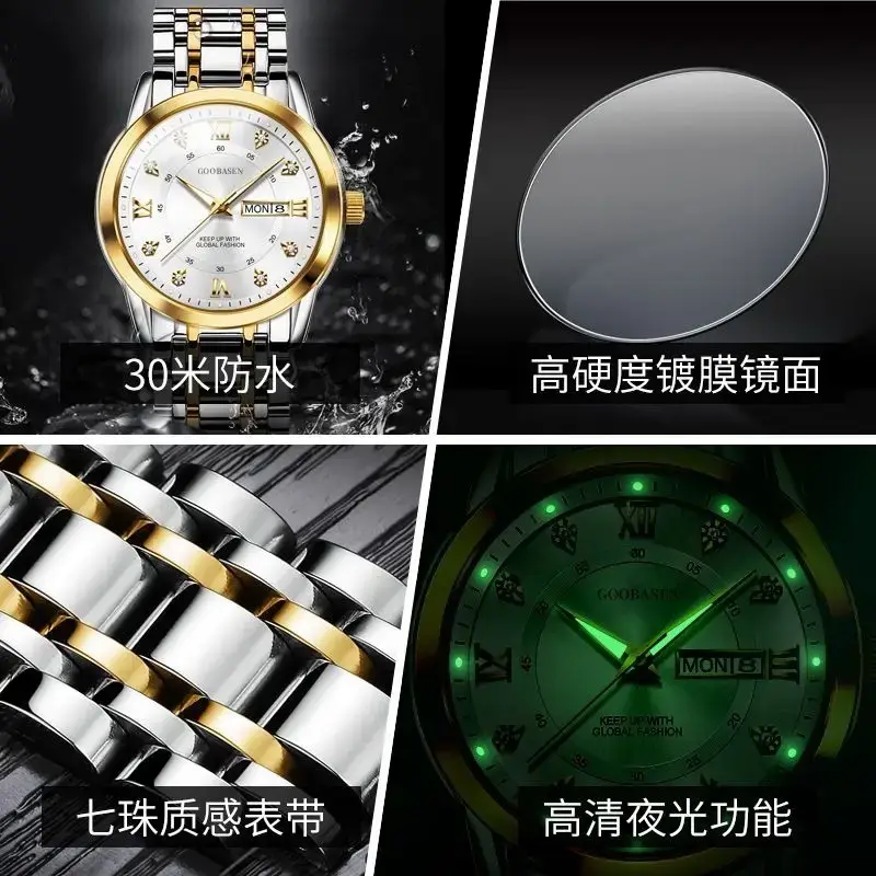 Gobson Men's Waterproof Luminous Calendar Watch — feature 10