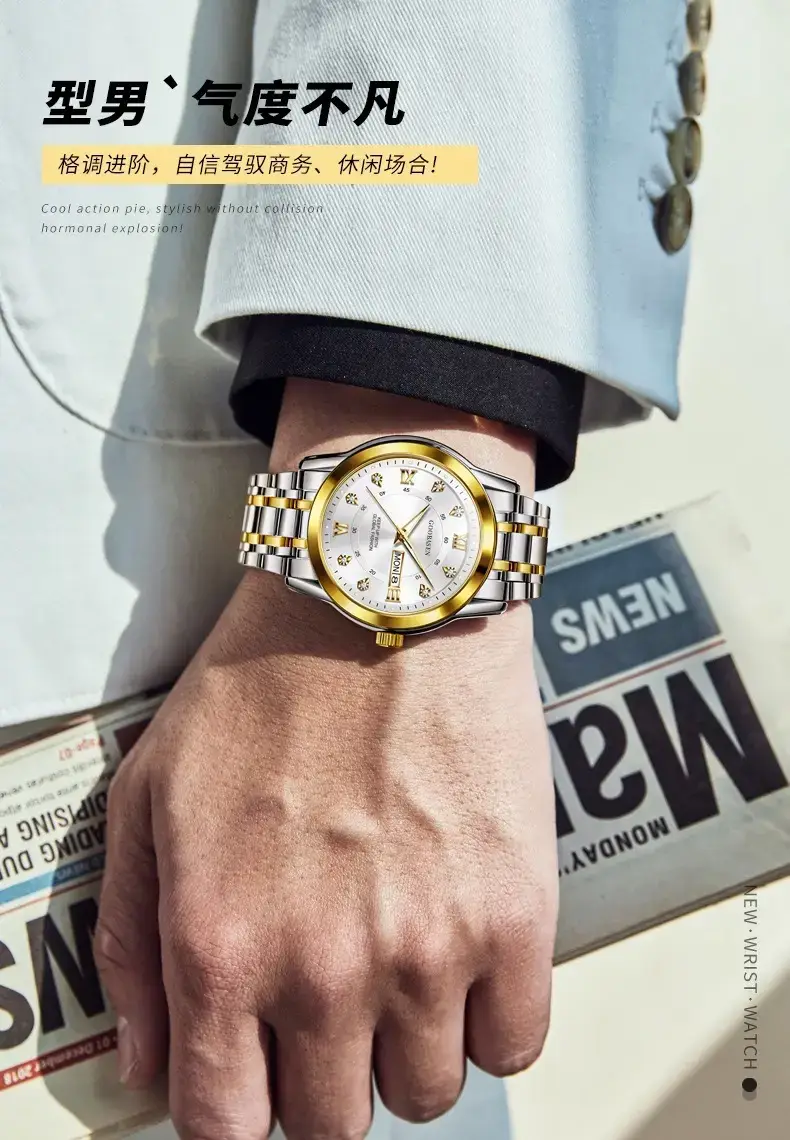 Gobson Men's Waterproof Luminous Calendar Watch — feature 12