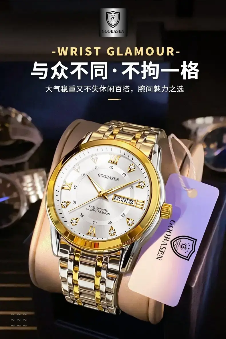 Gobson Men's Waterproof Luminous Calendar Watch — feature 2