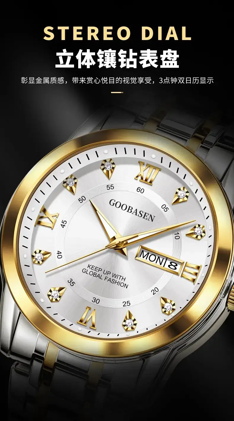 Gobson Men's Waterproof Luminous Calendar Watch — feature 5