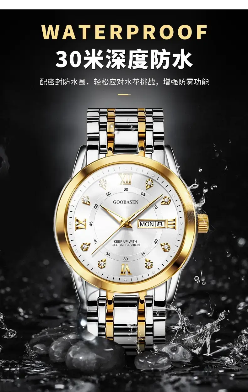 Gobson Men's Waterproof Luminous Calendar Watch — feature 6