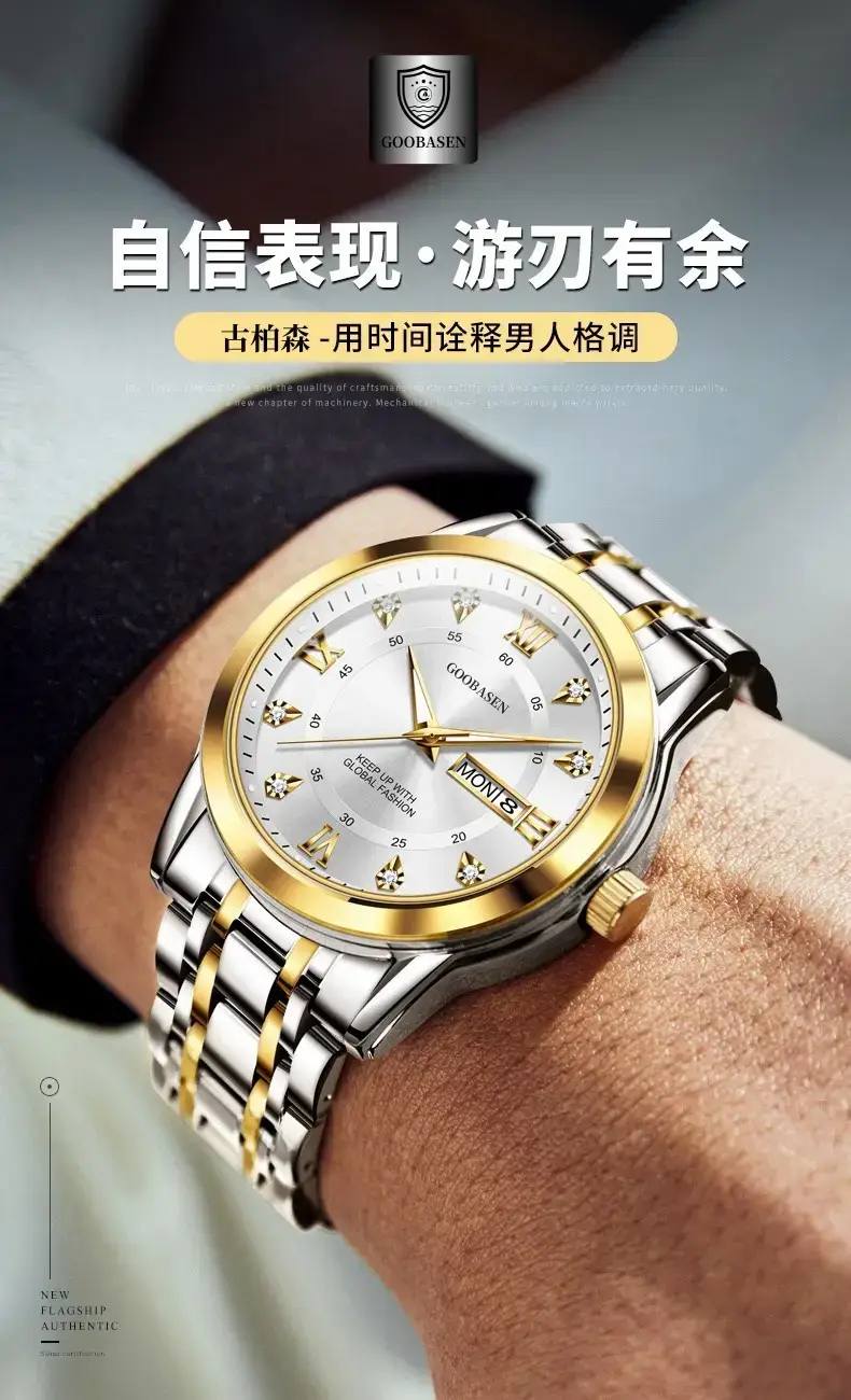 Gobson Men's Waterproof Luminous Calendar Watch — feature 7
