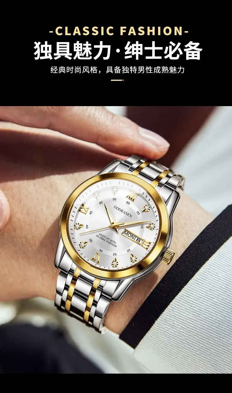 Gobson Men's Waterproof Luminous Calendar Watch — feature 9