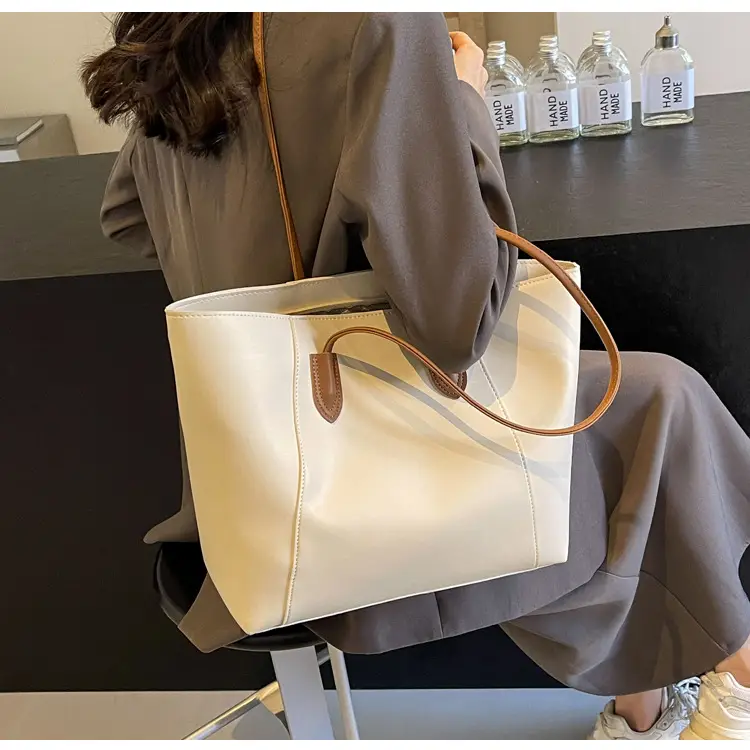 Women 2-Piece Leather Shoulder Bag Cream Brown — feature 28